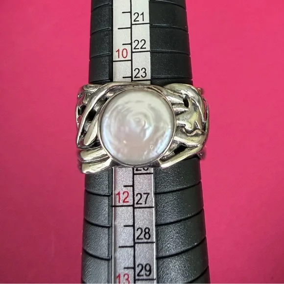 VINTAGE Retired Silpada "Mermaid Ring" R1542_Size 11_.925 Sterling w/Coin Pearl - Picture 7 of 7